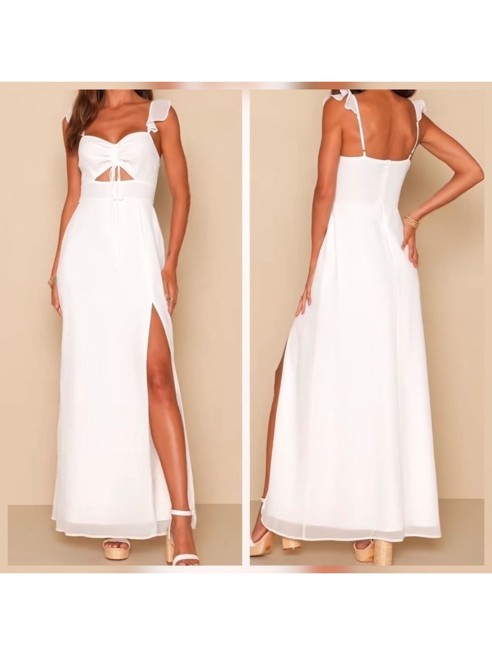 Lulu's Ivory Maxi Dress NWOT